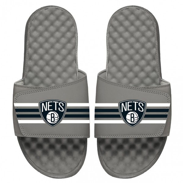 Шлепки Brooklyn Nets ISlide Stripes - Gray