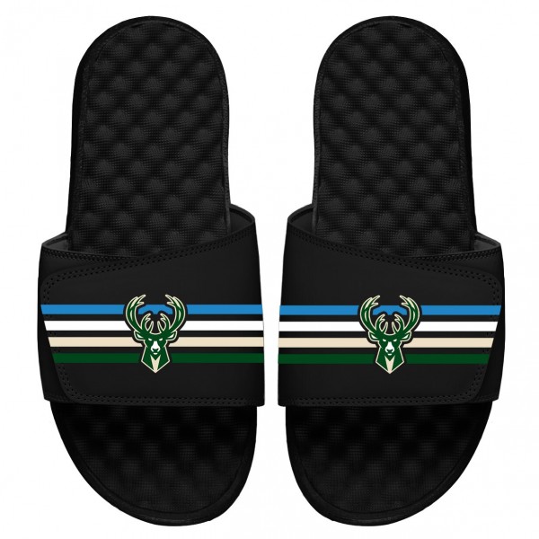 Шлепки Milwaukee Bucks ISlide Stripes - Black