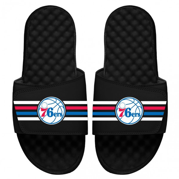Шлепки Philadelphia 76ers ISlide Stripes - Black