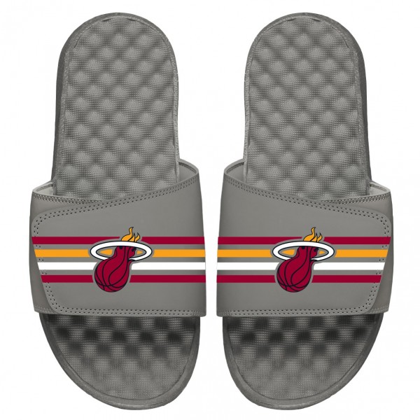 Детские шлепки Miami Heat ISlide Stripes - Gray