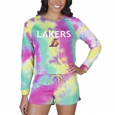 Шорты Los Angeles Lakers Concepts Sport Women's Velodrome Tie-Dye Long Sleeve Top & Set