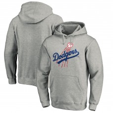 Los Angeles Dodgers Heather Gray Cooperstown Collection Huntington Logo Fitted Pullover Hoodie