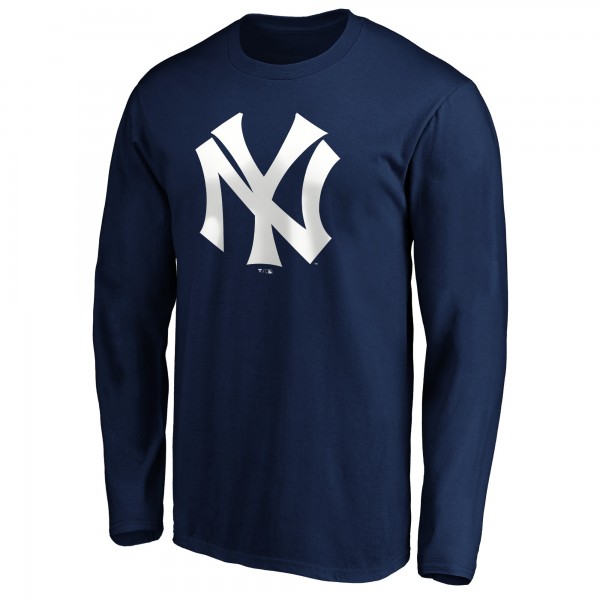 New York Yankees Navy Cooperstown Collection Huntington Logo Long Sleeve T-Shirt