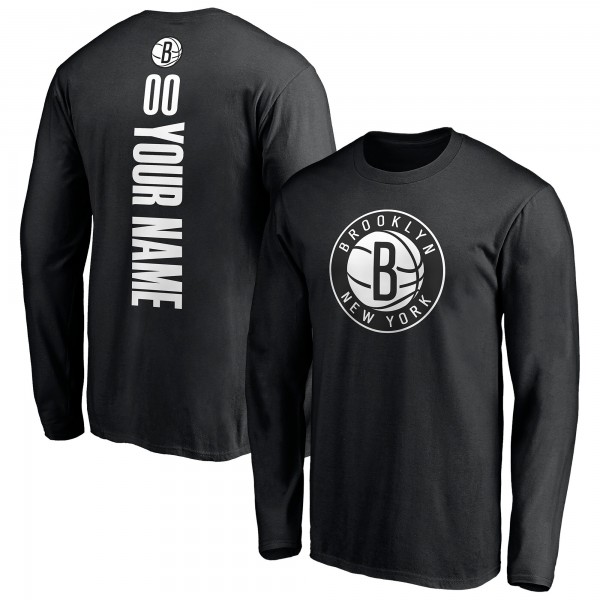 Именная футболка с длинным рукавом Brooklyn Nets Black Playmaker