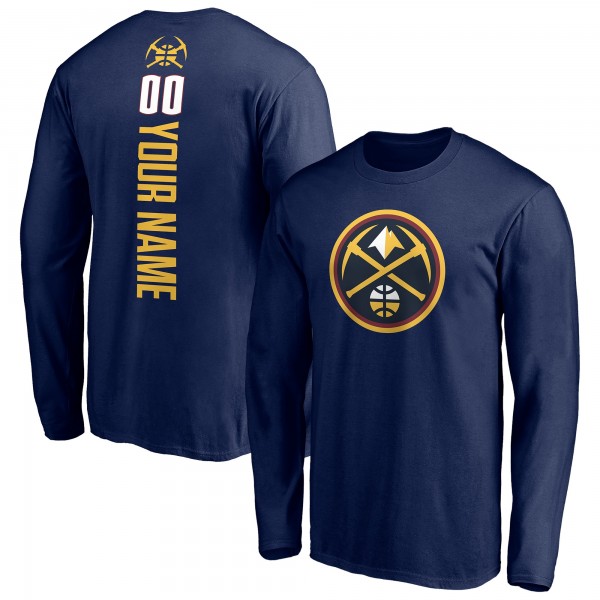 Denver Nuggets Navy Playmaker Personalized Name & Number Long Sleeve T-Shirt