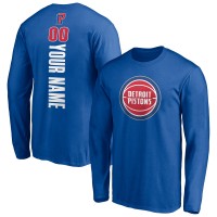 Detroit Pistons Blue Playmaker Personalized Name & Number Long Sleeve T-Shirt