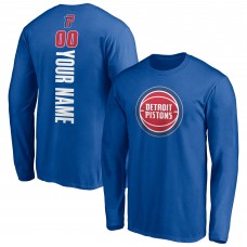 Detroit Pistons Blue Playmaker Personalized Name & Number Long Sleeve T-Shirt