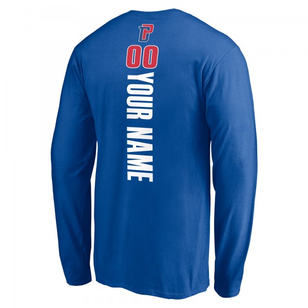 Detroit Pistons Blue Playmaker Personalized Name & Number Long Sleeve T-Shirt
