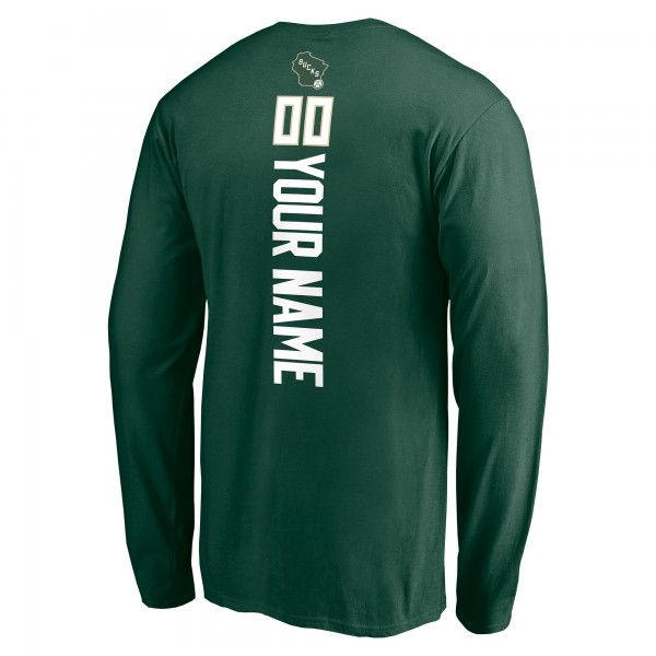 Milwaukee Bucks Hunter Green Playmaker Personalized Name & Number Long Sleeve T-Shirt