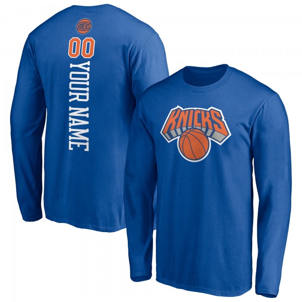 New York Knicks Blue Playmaker Personalized Name & Number Long Sleeve T-Shirt