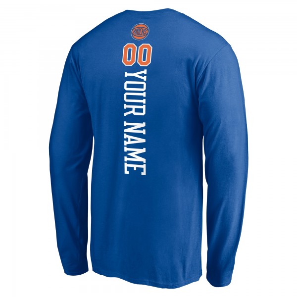 New York Knicks Blue Playmaker Personalized Name & Number Long Sleeve T-Shirt