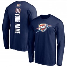 Именная футболка с длинным рукавом Oklahoma City Thunder Navy Playmaker