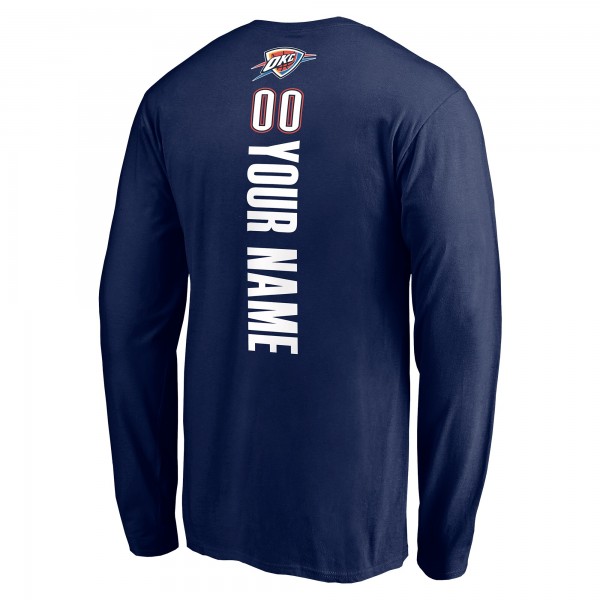 Именная футболка с длинным рукавом Oklahoma City Thunder Navy Playmaker