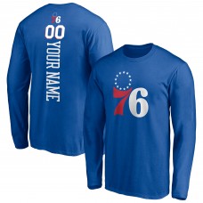 Philadelphia 76ers Royal Playmaker Personalized Name & Number Long Sleeve T-Shirt