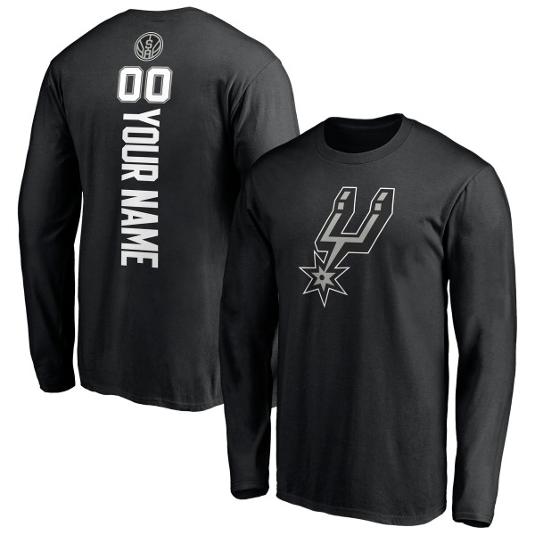 Именная футболка с длинным рукавом San Antonio Spurs Black Playmaker Name & Number