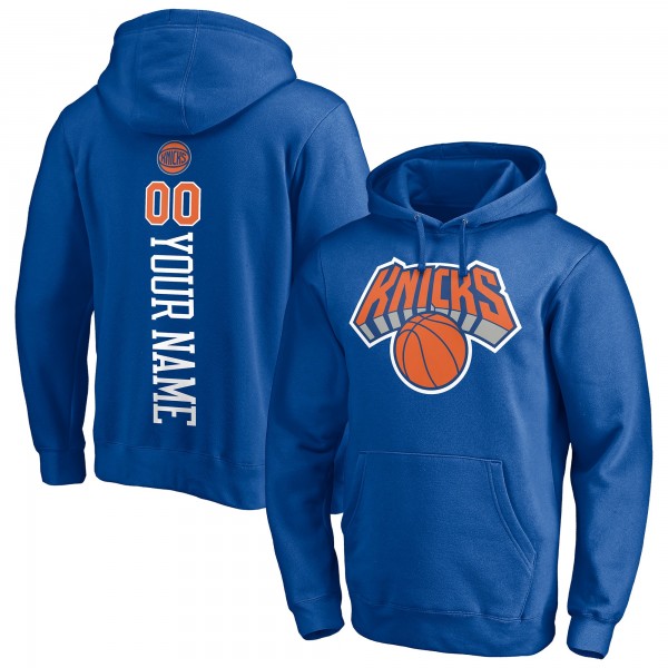 New York Knicks Blue Playmaker Personalized Name & Number Pullover Hoodie