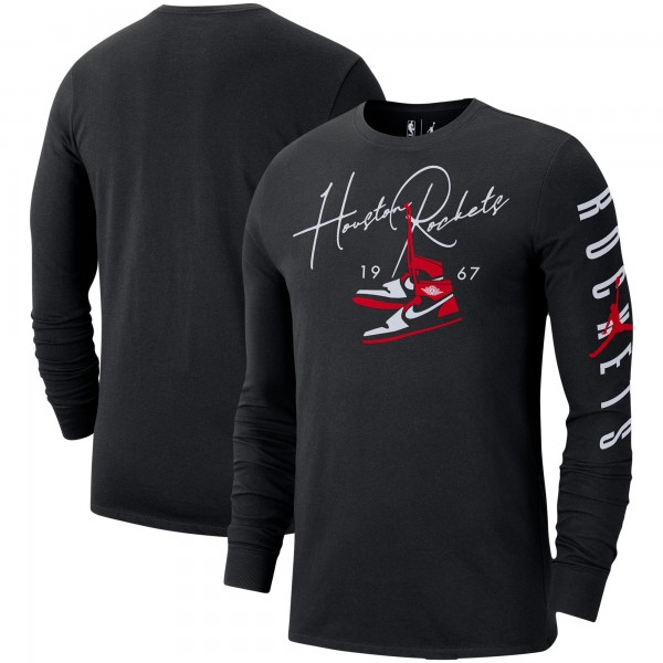Футболка с длинным рукавом Houston Rockets Jordan Brand Statement Edition Signature Laces - Black