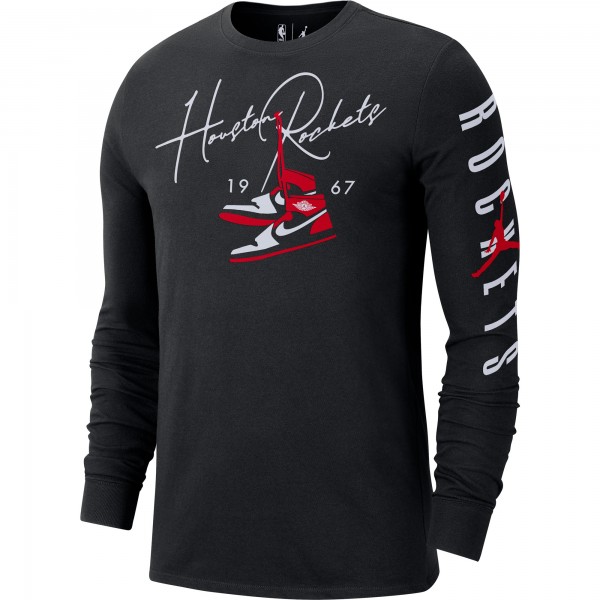 Футболка с длинным рукавом Houston Rockets Jordan Brand Statement Edition Signature Laces - Black