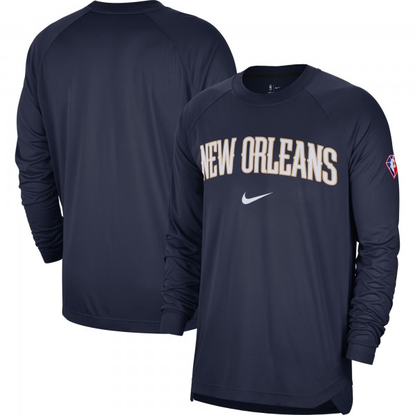 Футболка с длинным рукавом New Orleans Pelicans Nike 75th Anniversary Pregame Shooting Performance - Navy