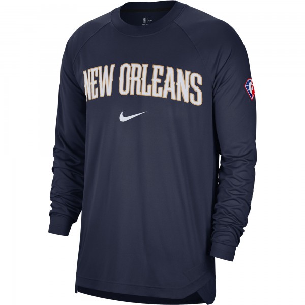 Футболка с длинным рукавом New Orleans Pelicans Nike 75th Anniversary Pregame Shooting Performance - Navy