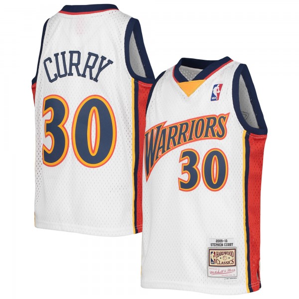 Игровая джерси Подростковая Golden State Warriors Stephen Curry Mitchell & Ness White 2009-10 Hardwood Classics Swingman