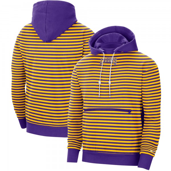 Толстовка с капюшоном Los Angeles Lakers Nike 75th Anniversary Courtside Striped - Gold/Purple - фирменная одежда NBA