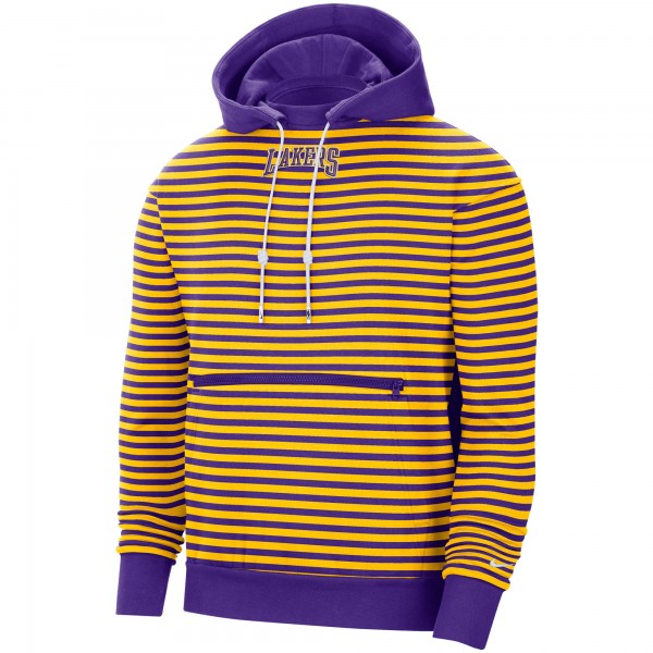 Толстовка с капюшоном Los Angeles Lakers Nike 75th Anniversary Courtside Striped - Gold/Purple - фирменная одежда NBA