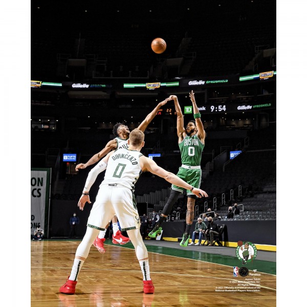 Unsigned Boston Celtics Jayson Tatum Fanatics Authentic Game Winning Shot vs. Milwaukee Bucks Photograph