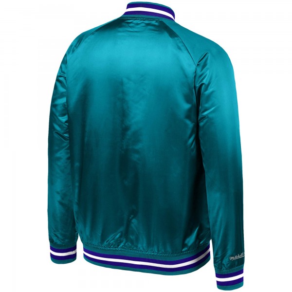 Бомбер Charlotte Hornets Mitchell & Ness Throwback Wordmark Satin Full-Snap Raglan - Teal