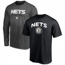 Набор футболок Brooklyn Nets - Black/Heathered Charcoal