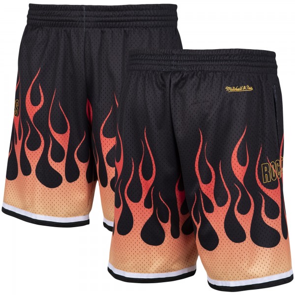 Шорты Houston Rockets Mitchell & Ness 1993/94 Flames Swingman - Black - спортивная одежда НБА