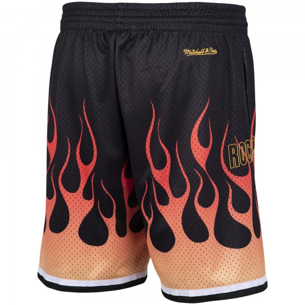 Шорты Houston Rockets Mitchell & Ness 1993/94 Flames Swingman - Black - спортивная одежда НБА
