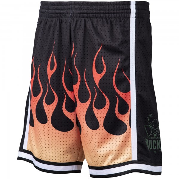 Шорты Milwaukee Bucks Mitchell & Ness 2000/01 Flames Swingman - Black - спортивная одежда НБА