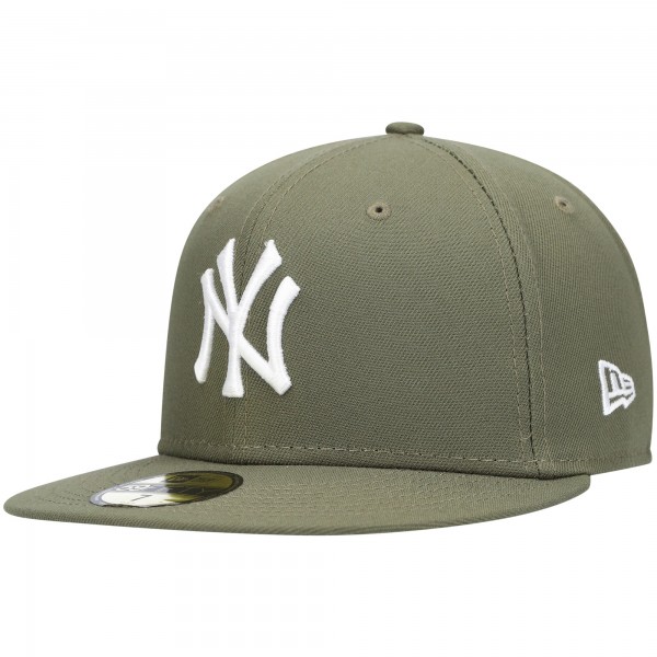 Бейсболка New York Yankees New Era White Logo 59FIFTY - Olive