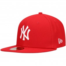 Бейсболка New York Yankees New Era White Logo 59FIFTY - Red