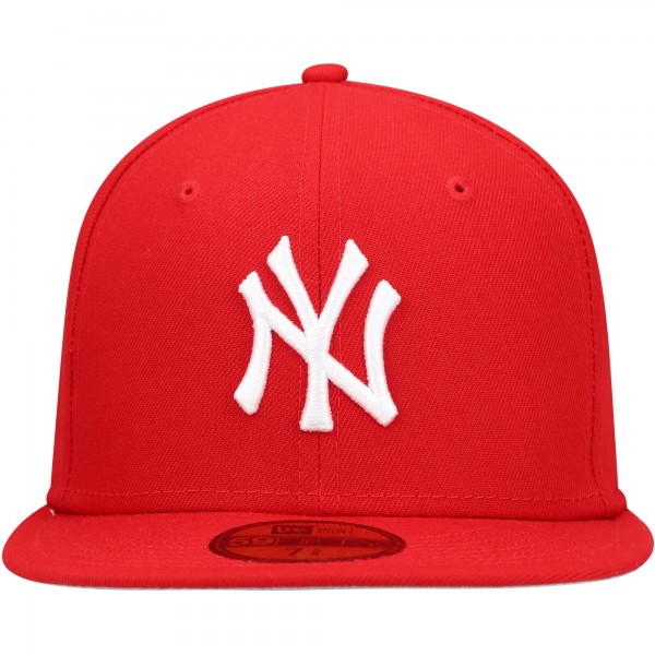 Бейсболка New York Yankees New Era White Logo 59FIFTY - Red