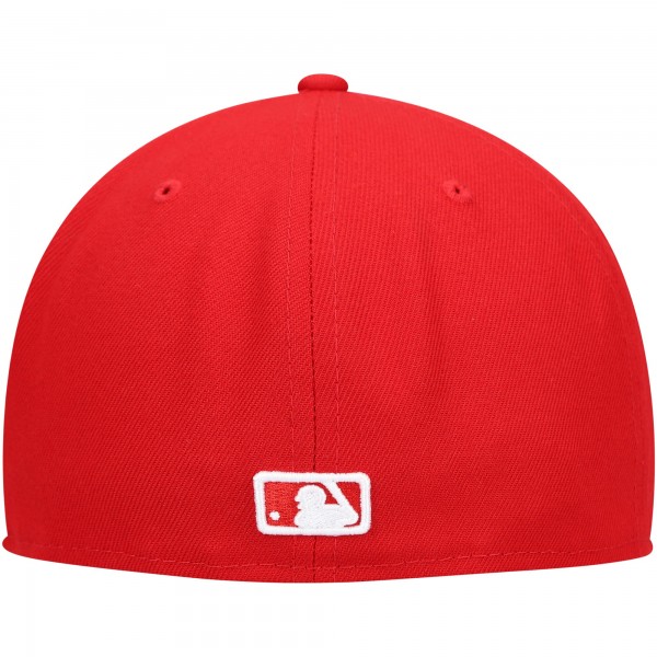 Бейсболка New York Yankees New Era White Logo 59FIFTY - Red