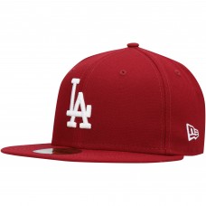 Бейсболка Los Angeles Dodgers New Era White Logo 59FIFTY - Cardinal