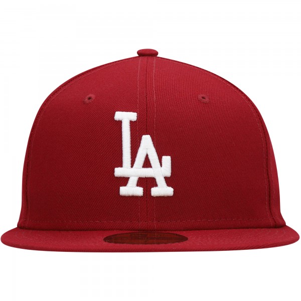 Бейсболка Los Angeles Dodgers New Era White Logo 59FIFTY - Cardinal