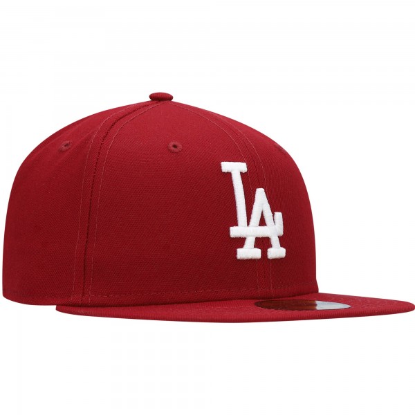 Бейсболка Los Angeles Dodgers New Era White Logo 59FIFTY - Cardinal