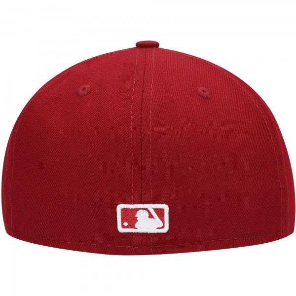 Бейсболка Los Angeles Dodgers New Era White Logo 59FIFTY - Cardinal