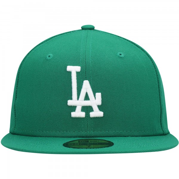 Бейсболка Los Angeles Dodgers New Era White Logo 59FIFTY - Kelly Green