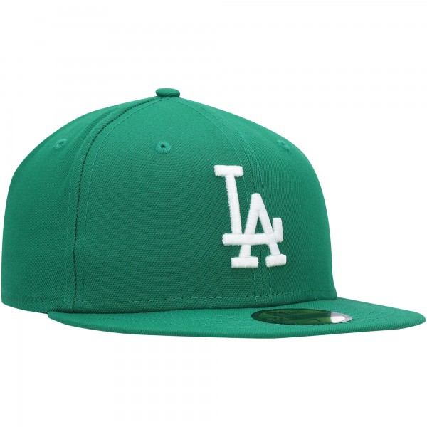 Бейсболка Los Angeles Dodgers New Era White Logo 59FIFTY - Kelly Green