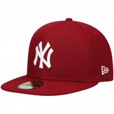 Бейсболка New York Yankees New Era White Logo 59FIFTY - Maroon