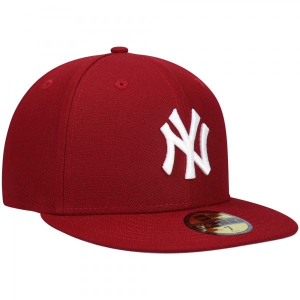 Бейсболка New York Yankees New Era Maroon White Logo 59FIFTY