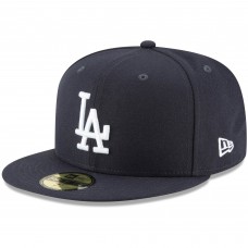 Бейсболка Los Angeles Dodgers New Era White Logo 59FIFTY - Navy