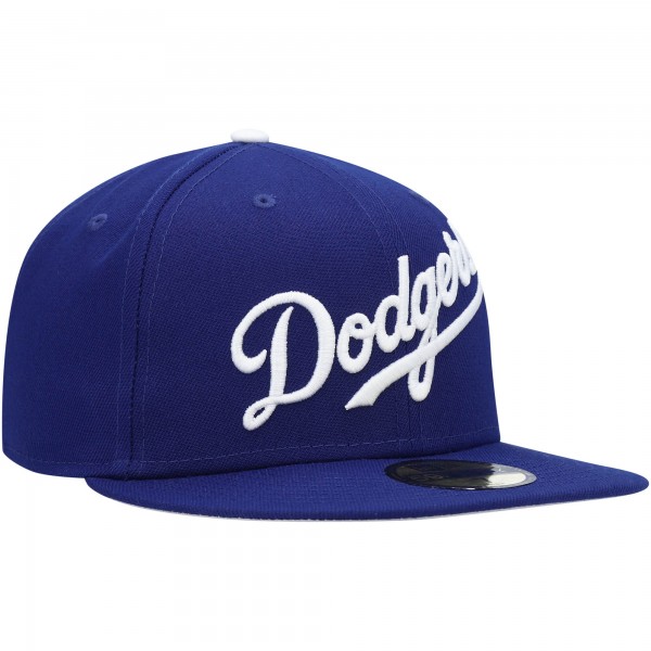 Бейсболка Los Angeles Dodgers New Era White Logo 59FIFTY - Royal