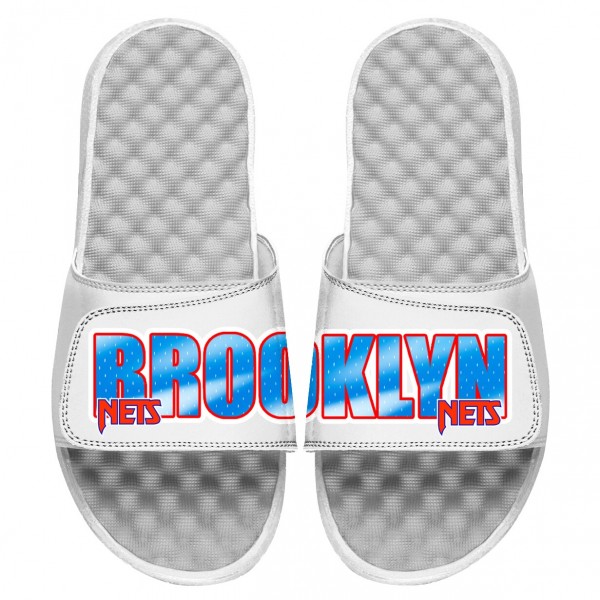 Шлепки Brooklyn Nets ISlide Classic Wordmark Split - White