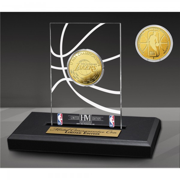 Los Angeles Lakers Highland Mint 17-Time NBA Finals Champions Acrylic Gold Coin Desk Top Display