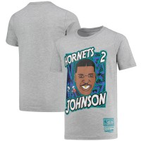 Детская футболка Larry Johnson Charlotte Hornets Mitchell & Ness Hardwood Classics King of the Court - Gray